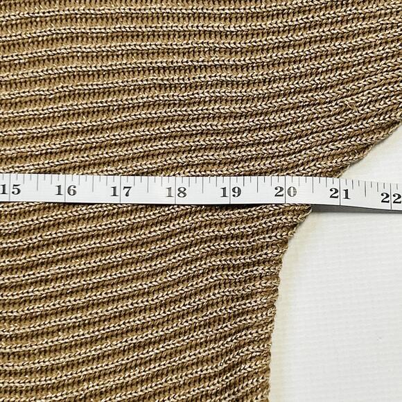 Lauren Ralph Lauren Sweater Womens Medium Gold Metallic Off Shoulder Knit Pullov - Picture 7 of 10